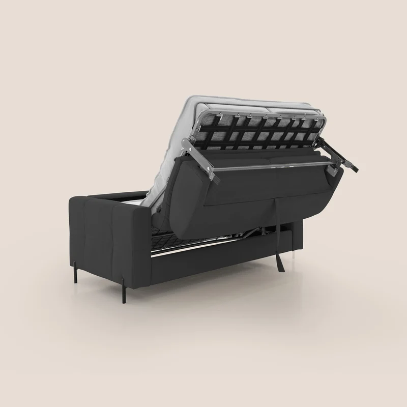 Ortensia canapé convertible matelas H 18cm et pieds hauts en élégante microfibre détachable T11 noir