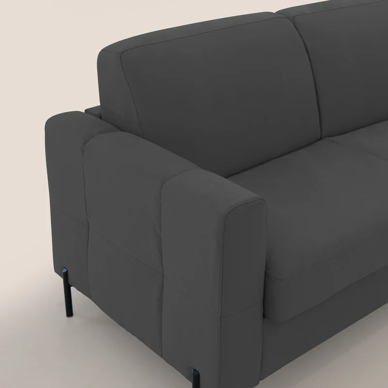 Ortensia canapé convertible matelas H 18cm et pieds hauts en élégante microfibre détachable T11 noir