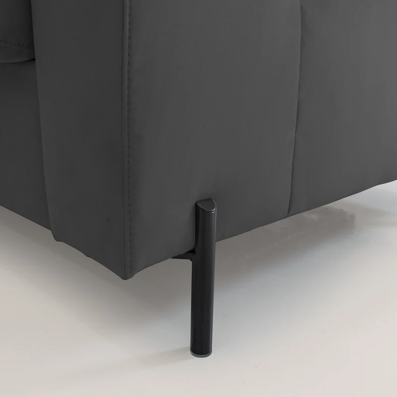Ortensia canapé convertible matelas H 18cm et pieds hauts en élégante microfibre détachable T11 noir