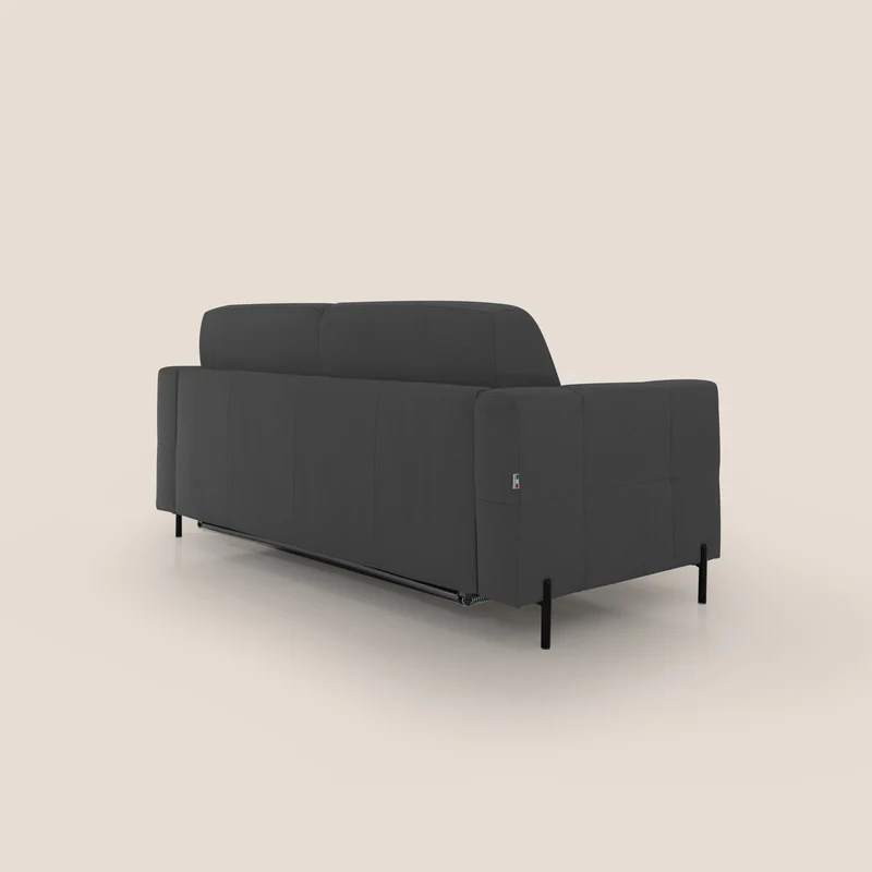 Ortensia canapé convertible matelas H 18cm et pieds hauts en élégante microfibre détachable T11 noir