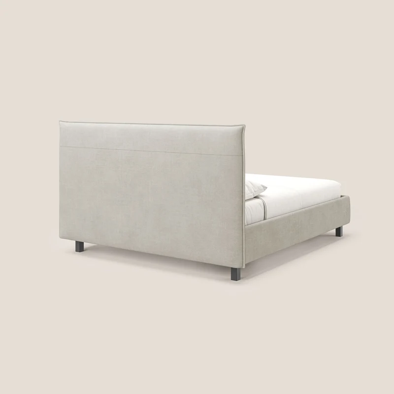 Liam lit coffre avec tête de lit capitonnée en tissu détachable T17 crème