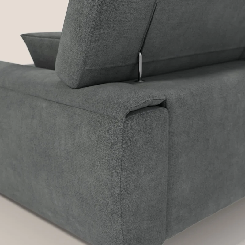 Caravaggio Canapé d'angle avec assises coulissantes en tissu doux imperméable T02 gris