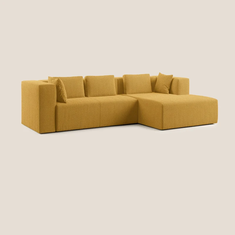 Nettuno canapé d'angle modulable en bouclette douce T07 jaune