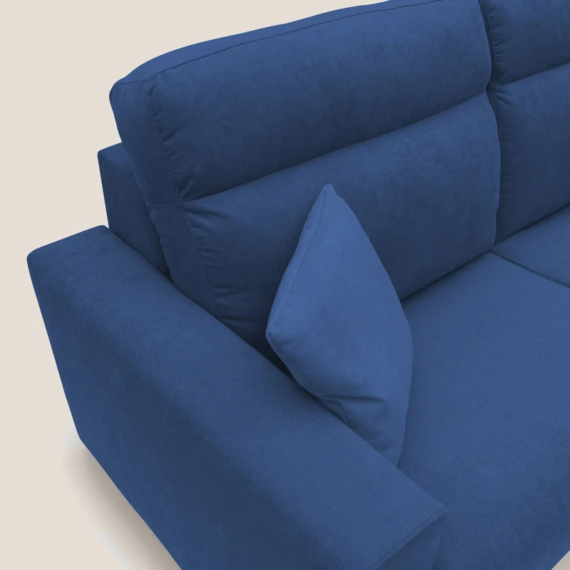 Nikita canapé lit convertible avec haut dossier moelleux en tissu doux imperméable T02 bleu