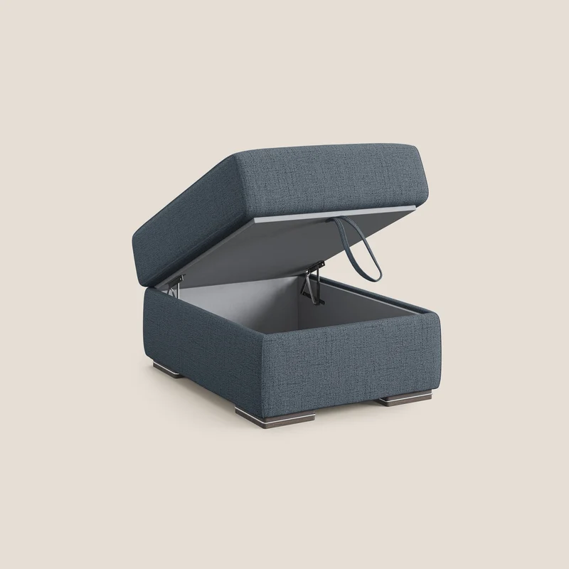Sun pouf coffre en tissu imperméable flammé T03 bleu
