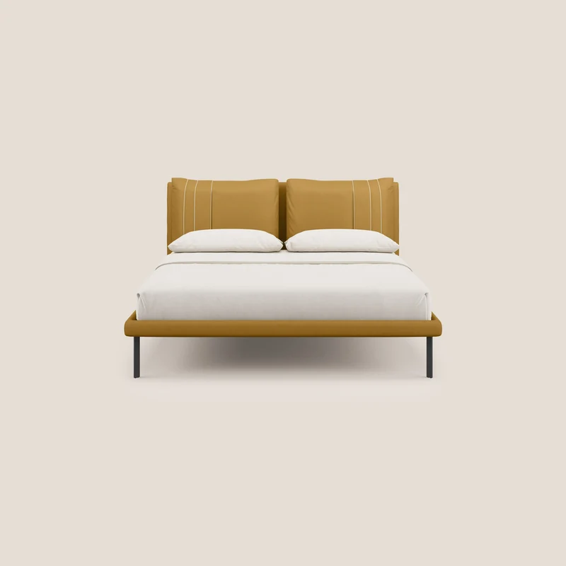 Giselle lit moderne avec coussins tête de lit réglables avec poches en microfibre imperméable T11 jaune