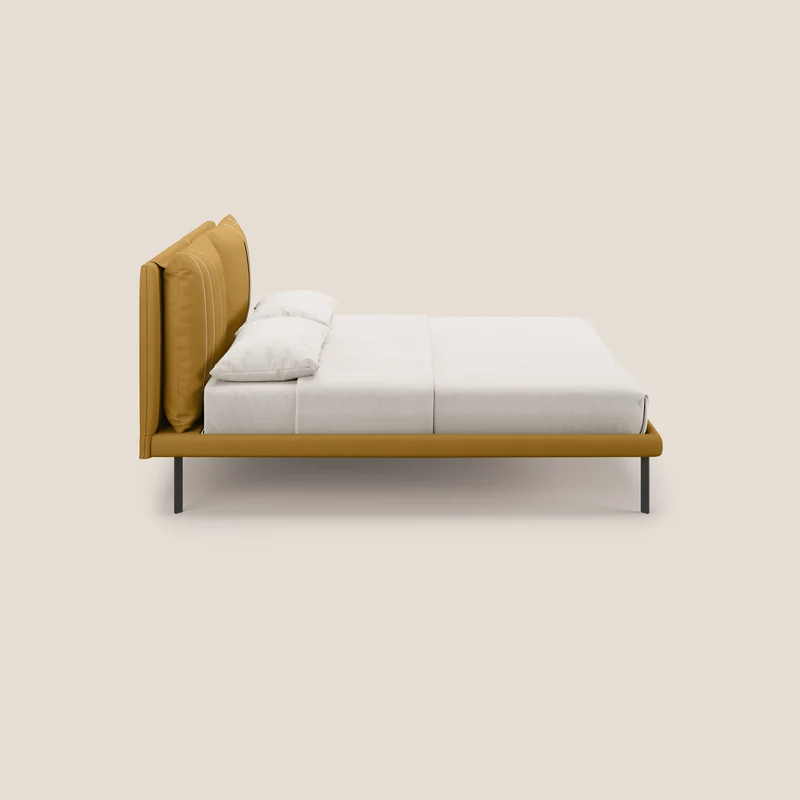Giselle lit moderne avec coussins tête de lit réglables avec poches en microfibre imperméable T11 jaune
