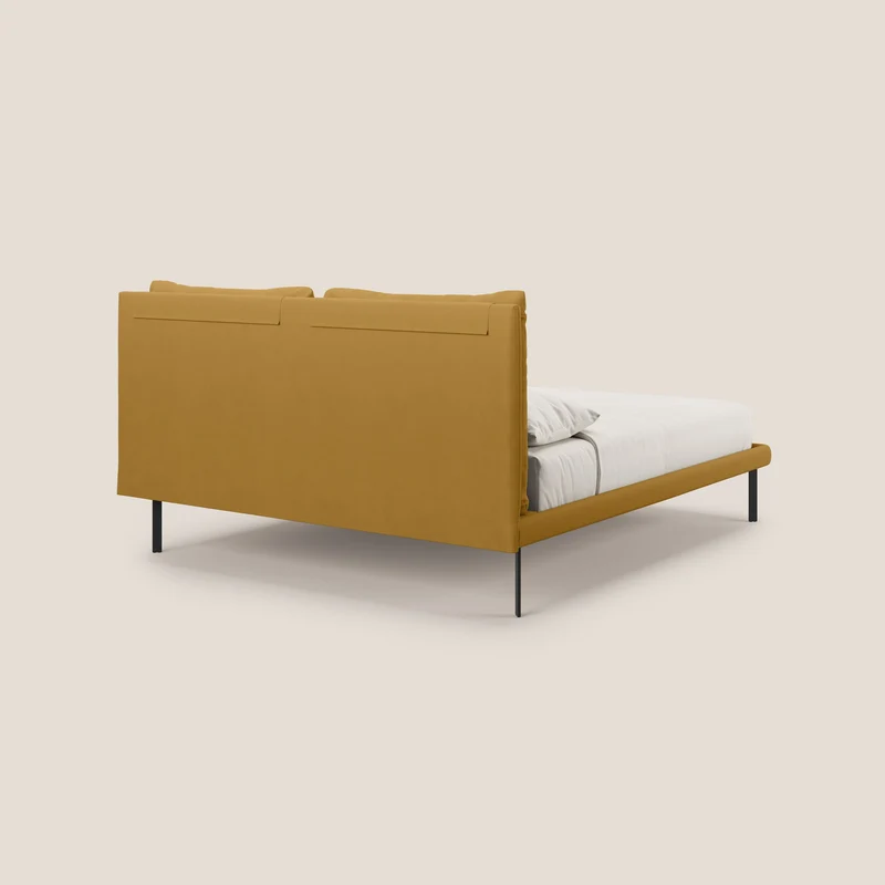 Giselle lit moderne avec coussins tête de lit réglables avec poches en microfibre imperméable T11 jaune