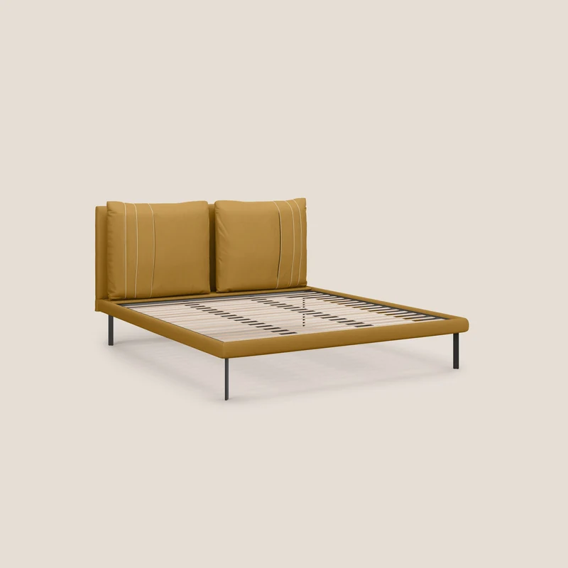 Giselle lit moderne avec coussins tête de lit réglables avec poches en microfibre imperméable T11 jaune