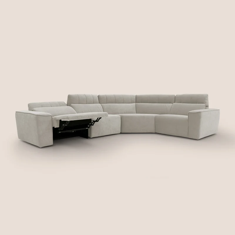 Clark canapé modulable d'angle REVERSIBLE avec option relax électrique en tissu détachable imperméable T17 crème