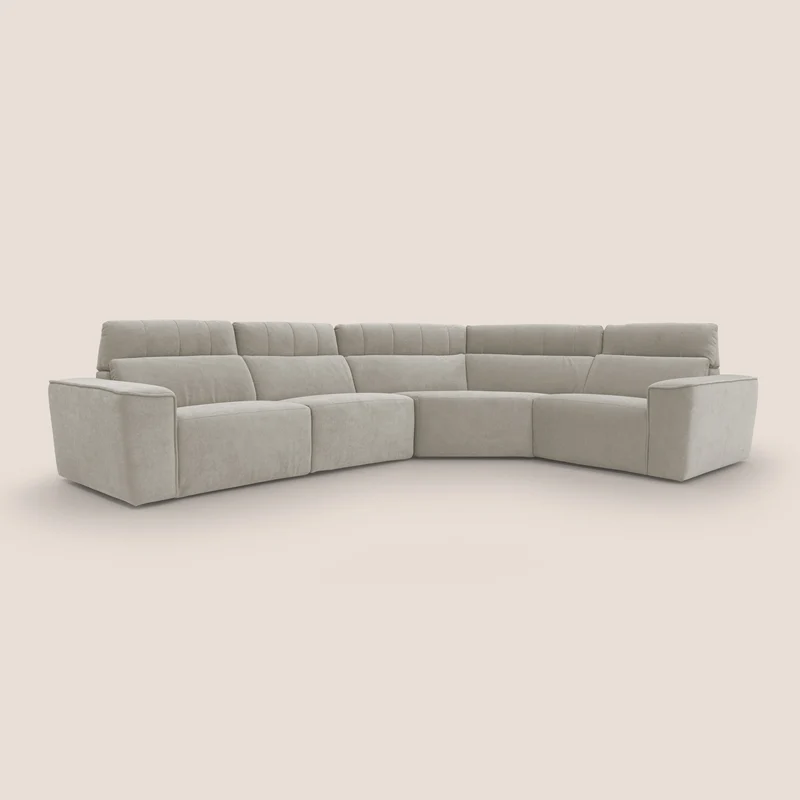 Clark canapé modulable d'angle REVERSIBLE avec option relax électrique en tissu détachable imperméable T17 crème