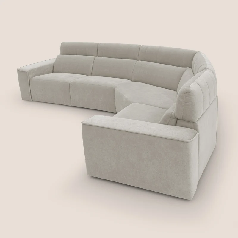 Clark canapé modulable d'angle REVERSIBLE avec option relax électrique en tissu détachable imperméable T17 crème