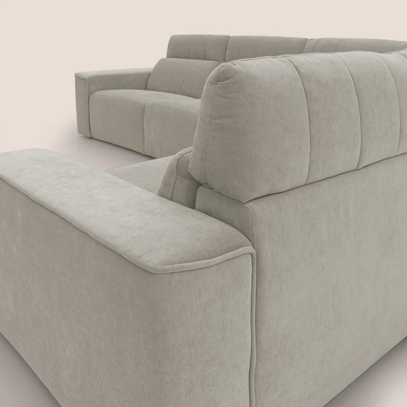 Clark canapé modulable d'angle REVERSIBLE avec option relax électrique en tissu détachable imperméable T17 crème