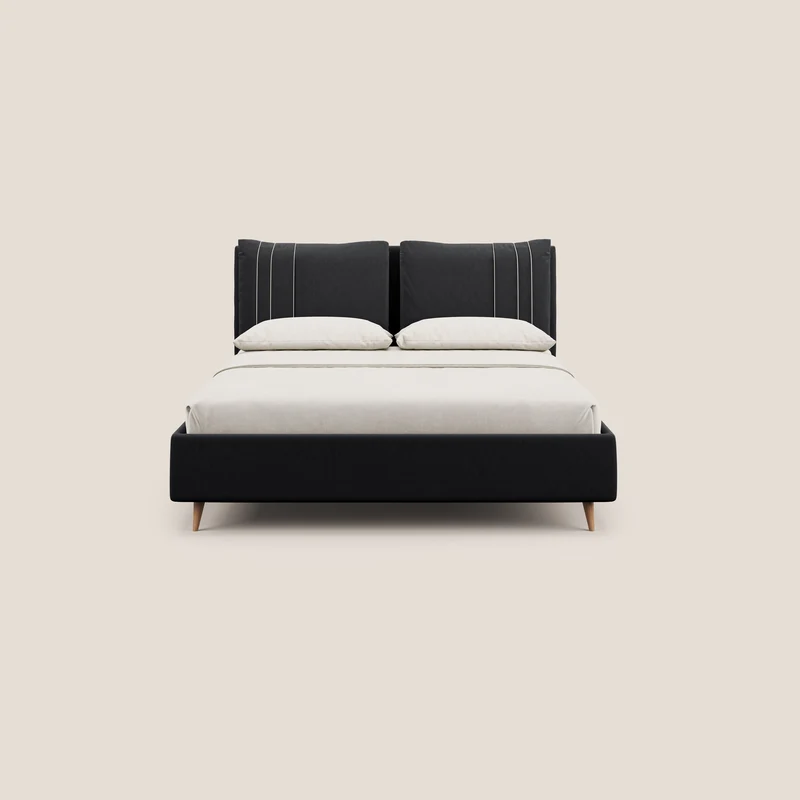 Nathan lit coffre avec coussins réglables et poches en microfibre velours imperméable T09 anthracite