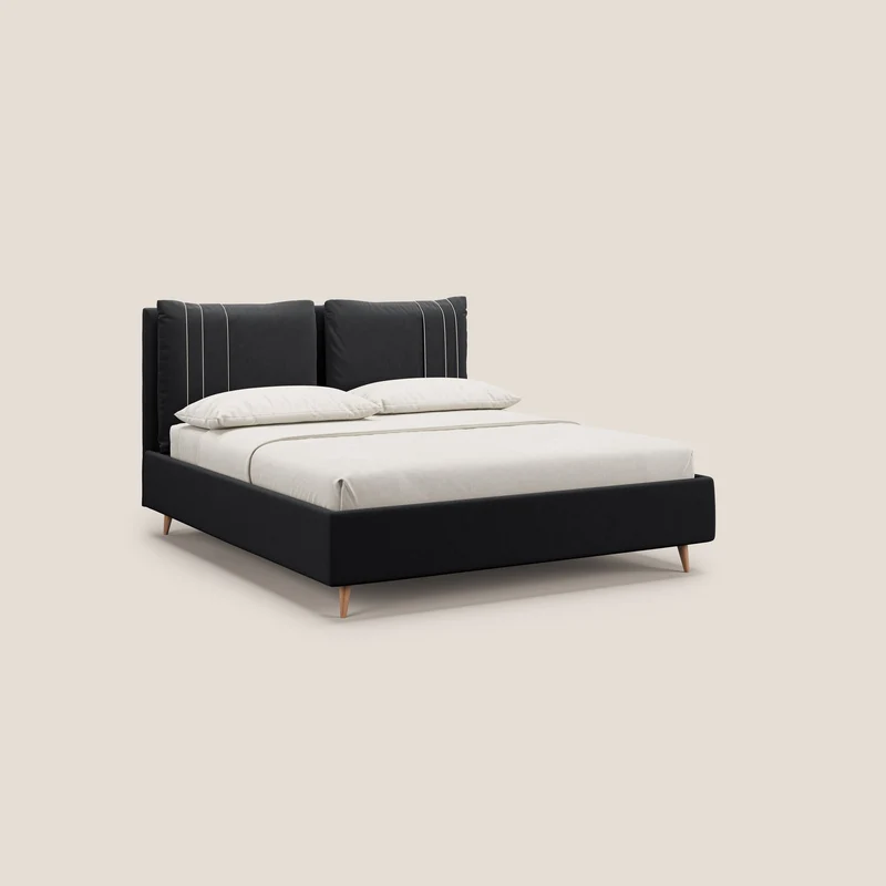 Nathan lit coffre avec coussins réglables et poches en microfibre velours imperméable T09 anthracite