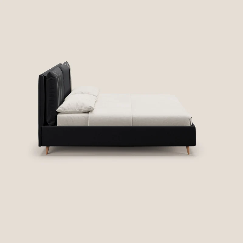 Nathan lit coffre avec coussins réglables et poches en microfibre velours imperméable T09 anthracite