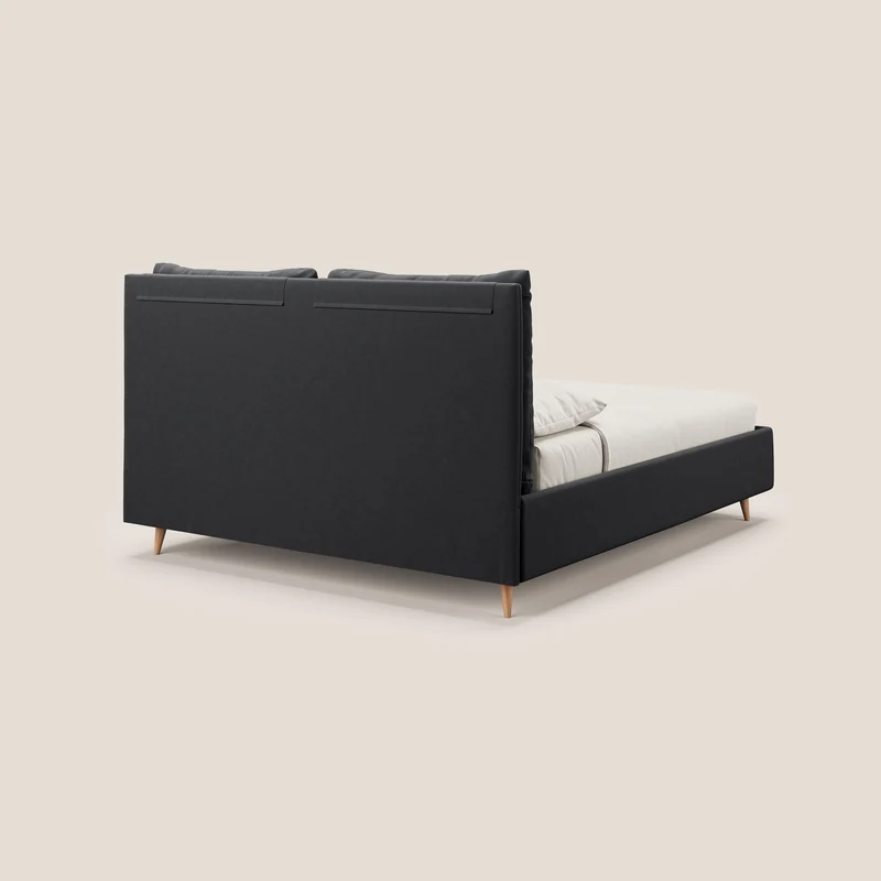 Nathan lit coffre avec coussins réglables et poches en microfibre velours imperméable T09 anthracite