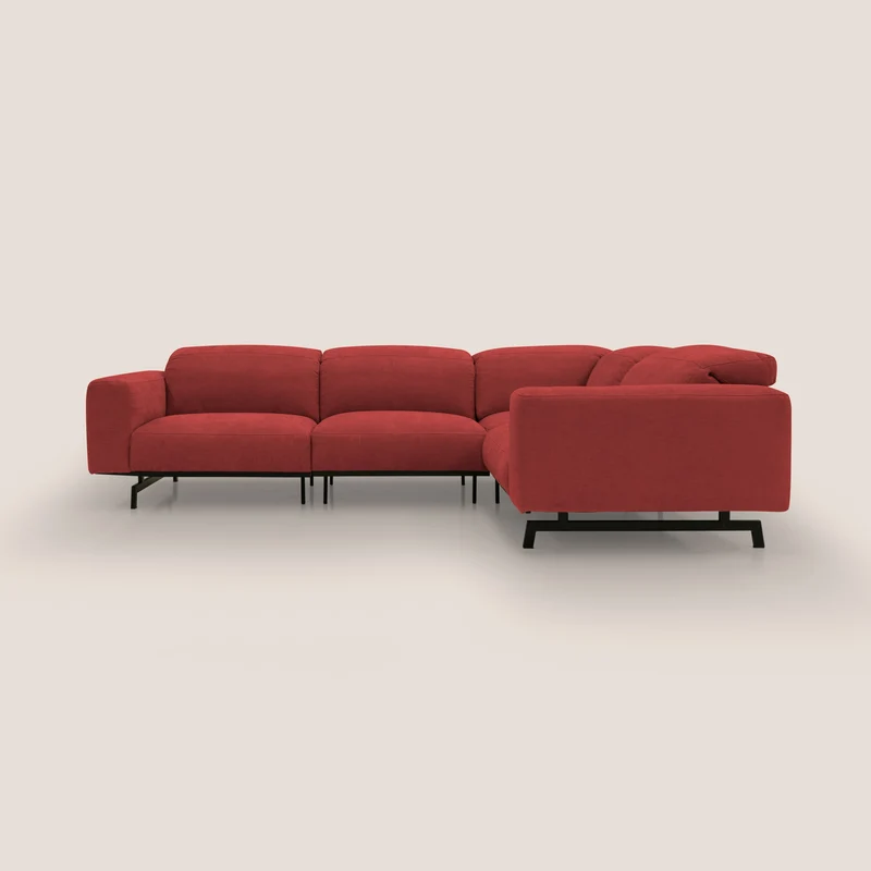 Sakura Canapé d'angle RÉVERSIBLE et modulable en tissu doux et imperméable T14 rouge