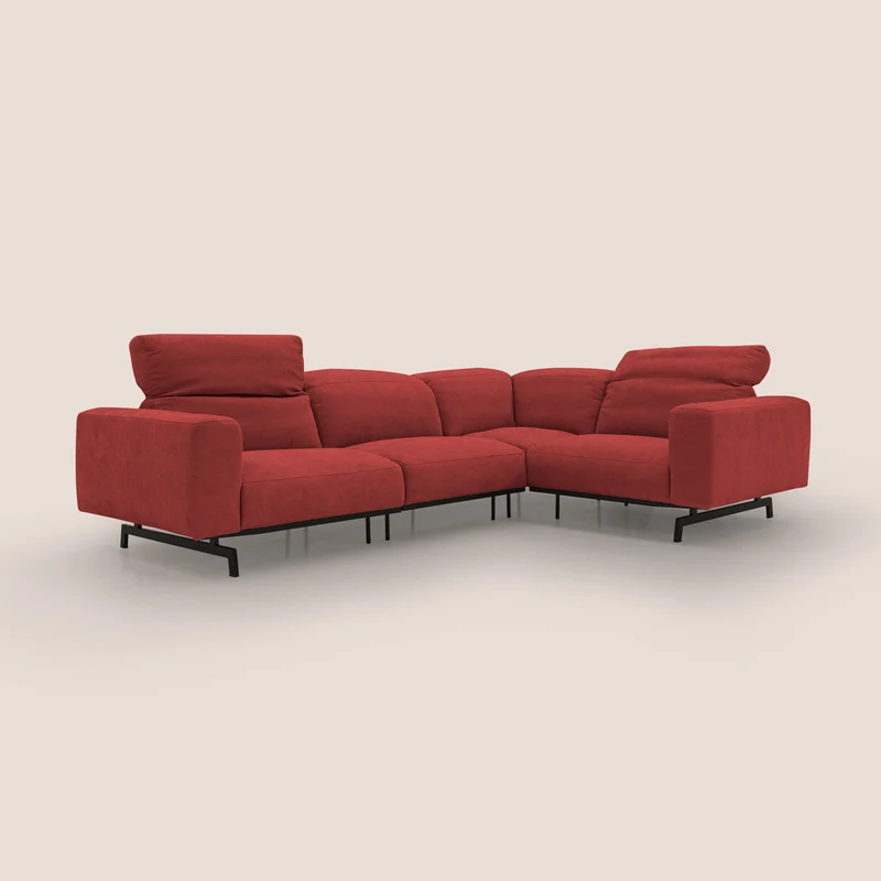 Sakura Canapé d'angle RÉVERSIBLE et modulable en tissu doux et imperméable T14 rouge
