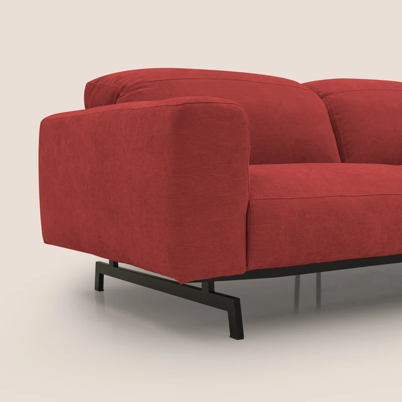Sakura Canapé d'angle RÉVERSIBLE et modulable en tissu doux et imperméable T14 rouge