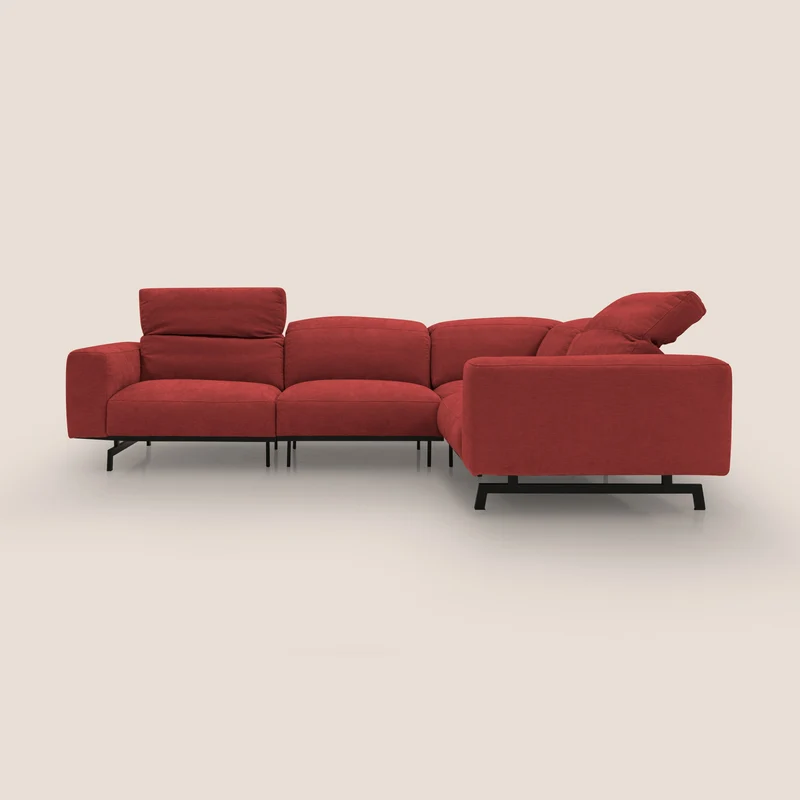 Sakura Canapé d'angle RÉVERSIBLE et modulable en tissu doux et imperméable T14 rouge