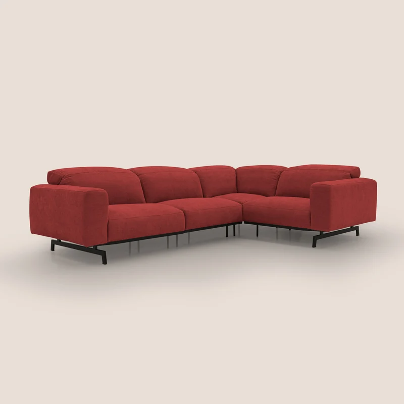 Sakura Canapé d'angle RÉVERSIBLE et modulable en tissu doux et imperméable T14 rouge