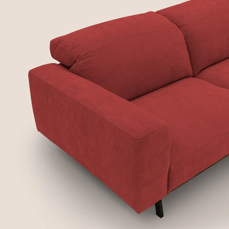 Sakura Canapé d'angle RÉVERSIBLE et modulable en tissu doux et imperméable T14 rouge