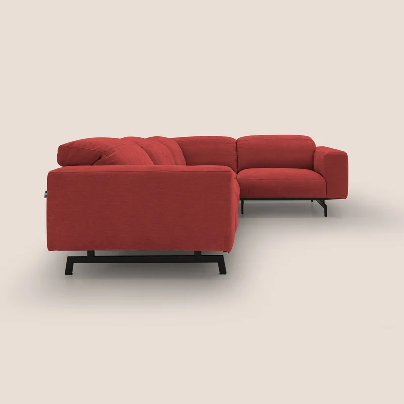 Sakura Canapé d'angle RÉVERSIBLE et modulable en tissu doux et imperméable T14 rouge