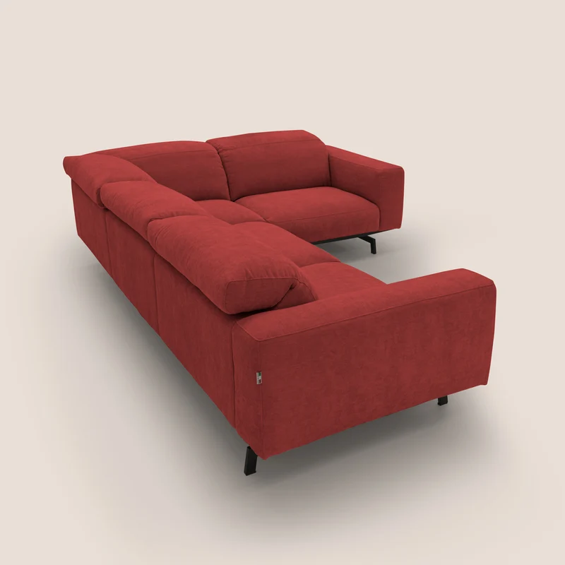 Sakura Canapé d'angle RÉVERSIBLE et modulable en tissu doux et imperméable T14 rouge