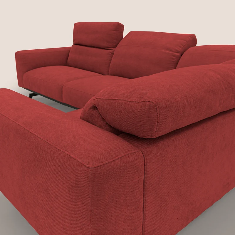 Sakura Canapé d'angle RÉVERSIBLE et modulable en tissu doux et imperméable T14 rouge