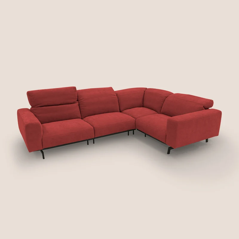 Sakura Canapé d'angle RÉVERSIBLE et modulable en tissu doux et imperméable T14 rouge