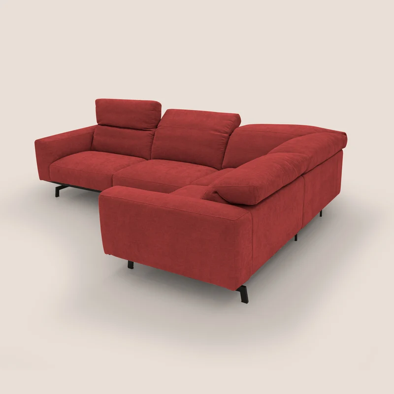 Sakura Canapé d'angle RÉVERSIBLE et modulable en tissu doux et imperméable T14 rouge