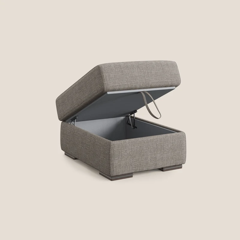 Sun pouf coffre en tissu imperméable doux entrelacé T06 Taupe tortora