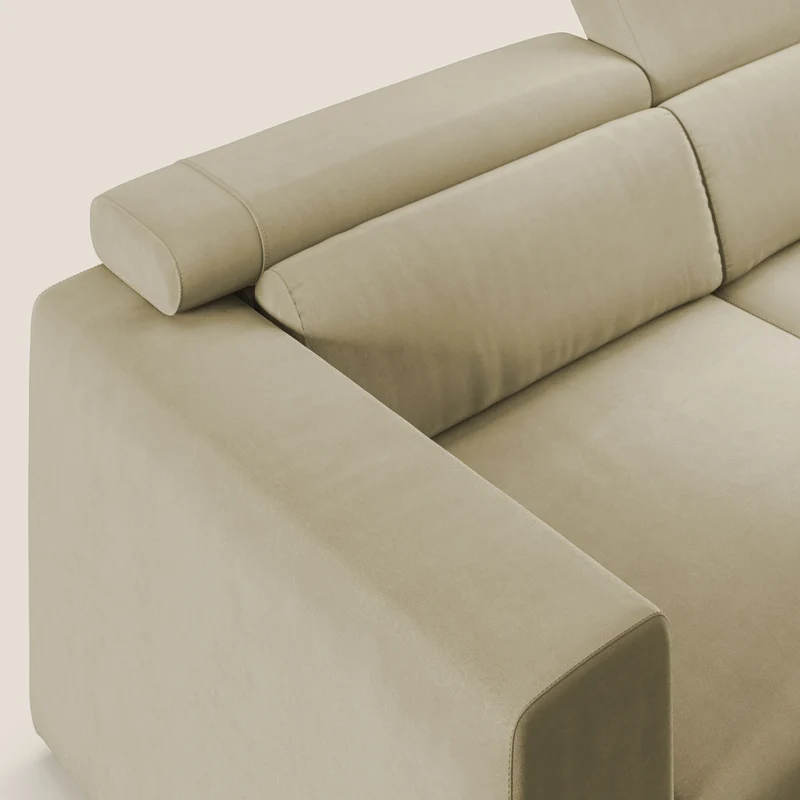 Vegas canapé avec têtières inclinables en microfibre imperméable T11 beige