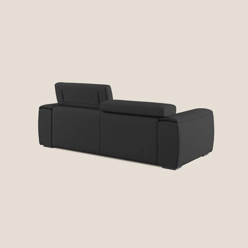 Zeno canapé linéaire avec pouf extractible en tissu doux imperméable T02 noir