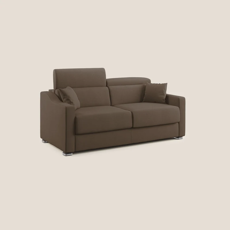 Canapé-lit double Amber en tissu anti-taches T05 marron