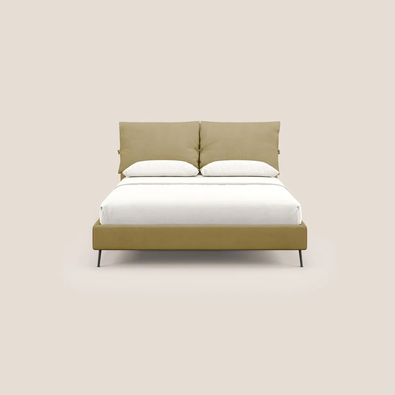 Artemisia lit rembourré avec pieds hauts déhoussable en tissu détachable T17 jaune