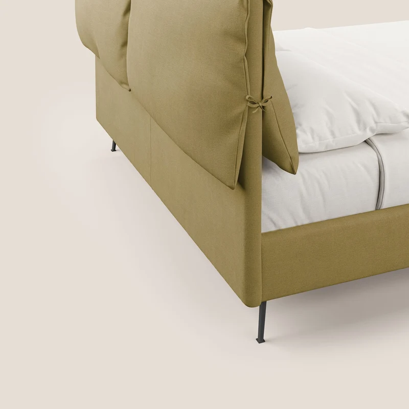 Artemisia lit rembourré avec pieds hauts déhoussable en tissu détachable T17 jaune
