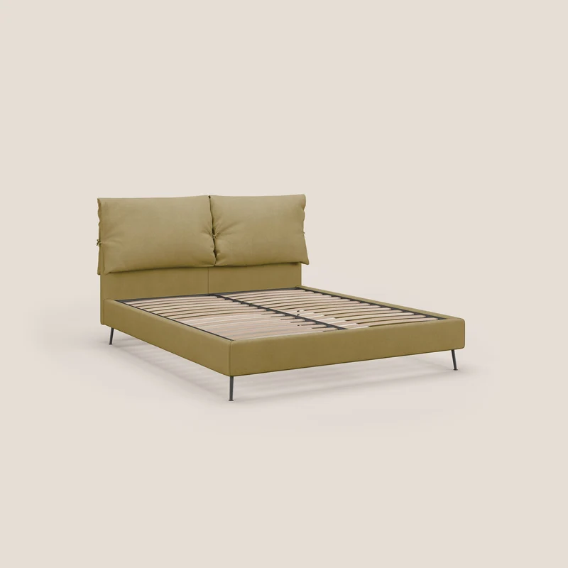Artemisia lit rembourré avec pieds hauts déhoussable en tissu détachable T17 jaune