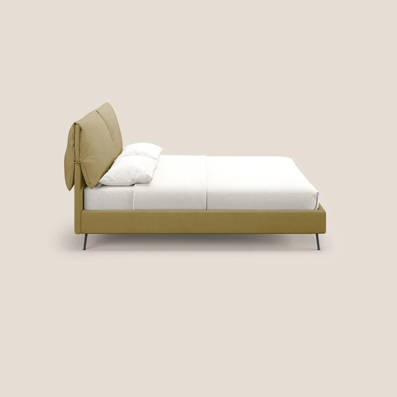 Artemisia lit rembourré avec pieds hauts déhoussable en tissu détachable T17 jaune