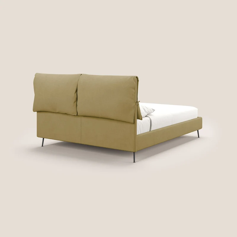 Artemisia lit rembourré avec pieds hauts déhoussable en tissu détachable T17 jaune
