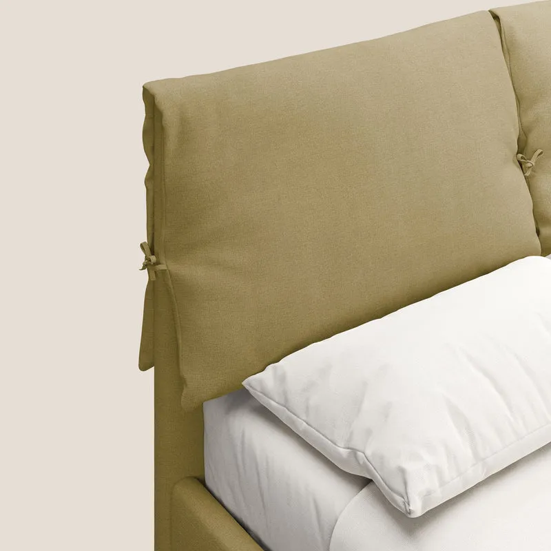 Artemisia lit rembourré avec pieds hauts déhoussable en tissu détachable T17 jaune