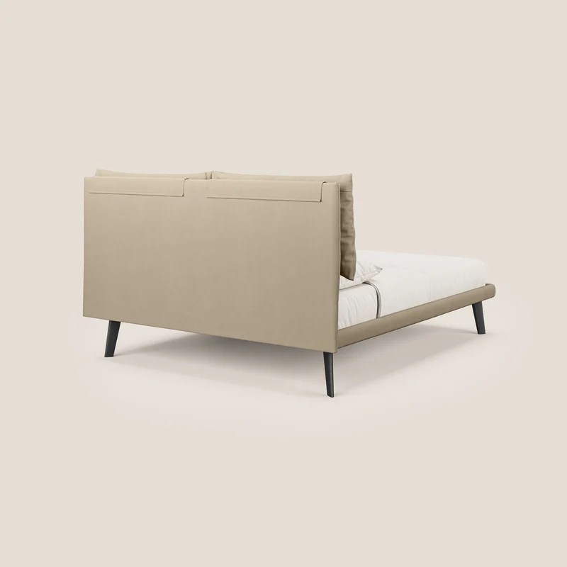 Astrid lit rembourré avec pieds en bois en microfibre détachable T11 Taupe tortora