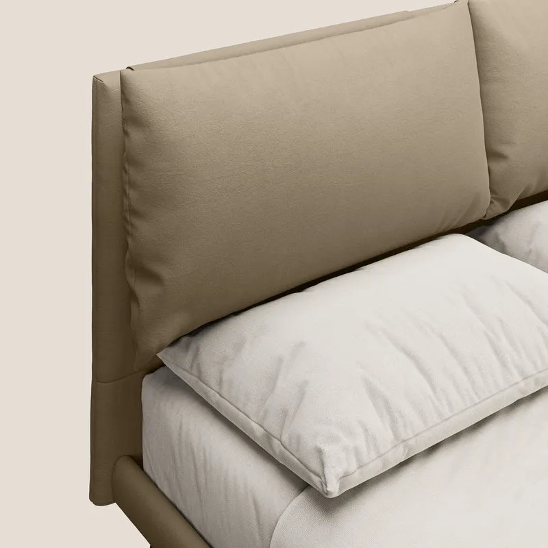 Astrid lit rembourré avec pieds en bois en microfibre détachable T11 Taupe tortora