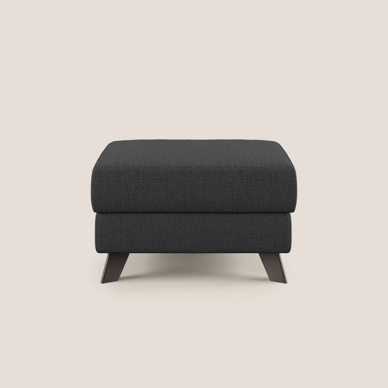 Moon Pouf coffre aux pieds hauts en tissu doux imperméable flammé T03 anthracite