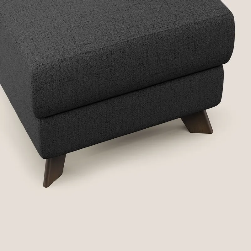 Moon Pouf coffre aux pieds hauts en tissu doux imperméable flammé T03 anthracite