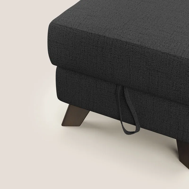 Moon Pouf coffre aux pieds hauts en tissu doux imperméable flammé T03 anthracite