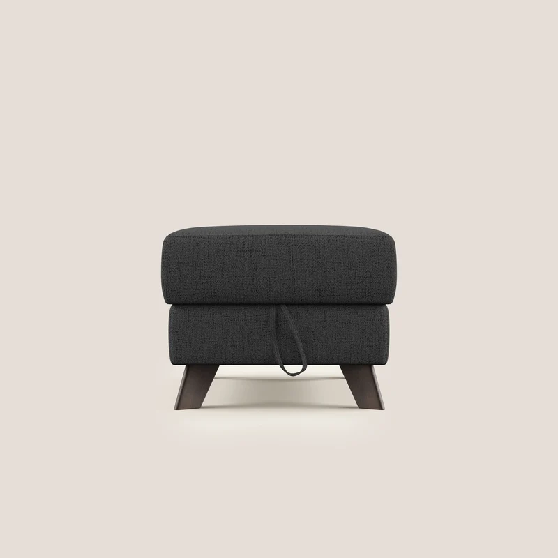 Moon Pouf coffre aux pieds hauts en tissu doux imperméable flammé T03 anthracite
