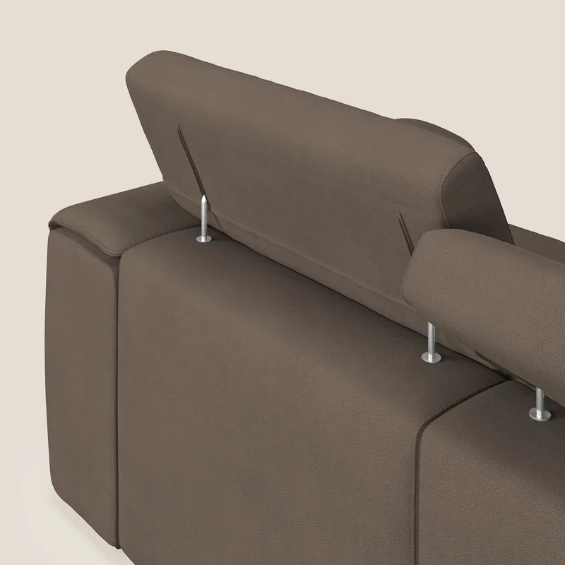 Zeno Canapé avec pouf extractible à 3 assises en tissu doux imperméable T02 marron