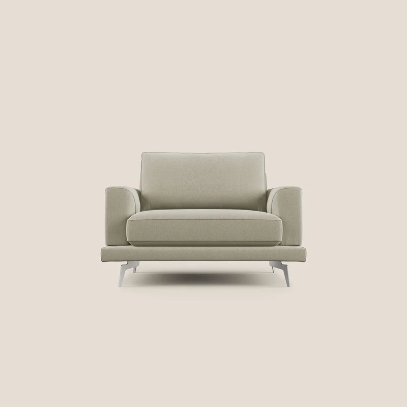 Dorian fauteuil moderne en tissu doux anti-tache T05 crème